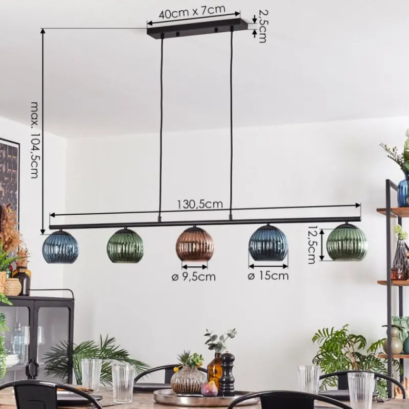 Lampes À Boules-hofstein Koyoto Suspension, Boule lumineuse, Suspension Bleu, Vert, Cuivré, 5 lumières