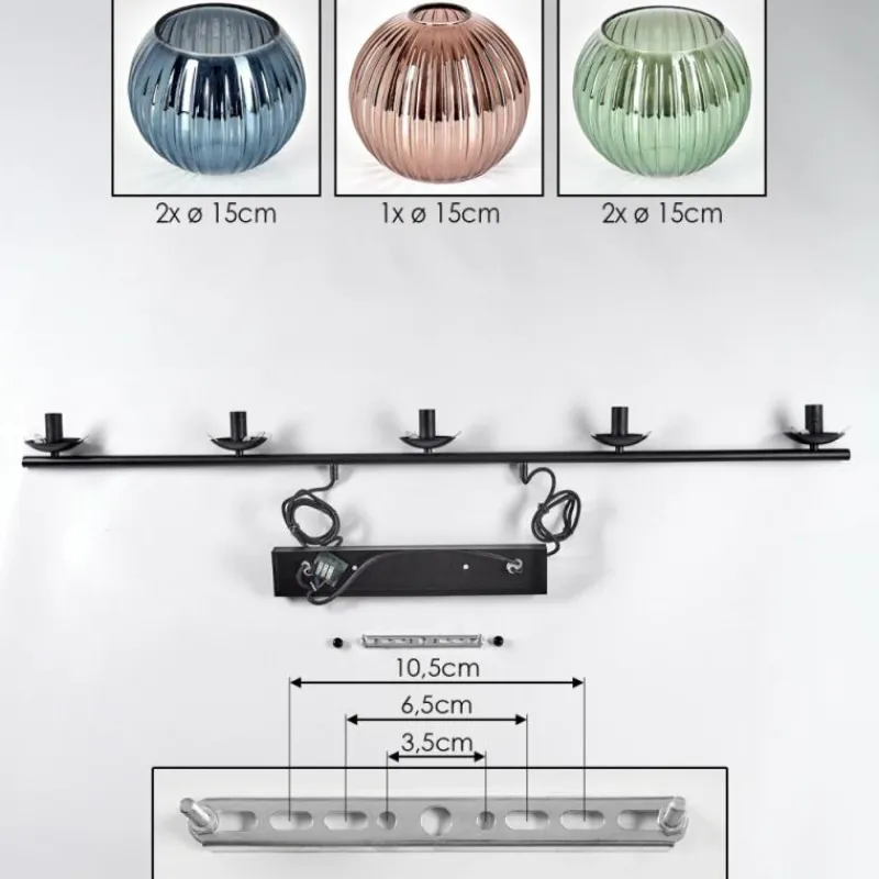 Lampes À Boules-hofstein Koyoto Suspension, Boule lumineuse, Suspension Bleu, Vert, Cuivré, 5 lumières