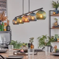 Lampes À Boules-hofstein Koyoto Suspension, Boule lumineuse, Suspension Bleu, Vert, Cuivré, 5 lumières