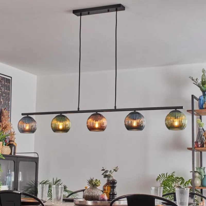 Lampes À Boules-hofstein Koyoto Suspension, Boule lumineuse, Suspension Bleu, Vert, Cuivré, 5 lumières