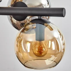 hofstein Koyoto Suspension, Boule lumineuse, Suspension Ambre, Chrome, Fumé, 8 lumières