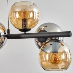 hofstein Koyoto Suspension, Boule lumineuse, Suspension Ambre, Chrome, Fumé, 8 lumières