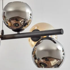 hofstein Koyoto Suspension, Boule lumineuse, Suspension Ambre, Chrome, Fumé, 8 lumières