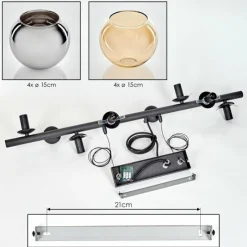 hofstein Koyoto Suspension, Boule lumineuse, Suspension Ambre, Chrome, Fumé, 8 lumières