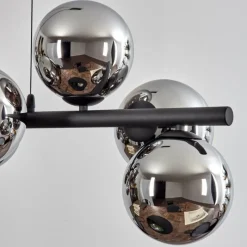 hofstein Koyoto Suspension, Boule lumineuse, Suspension Chrome, Fumé, 8 lumières