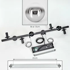 hofstein Koyoto Suspension, Boule lumineuse, Suspension Chrome, Clair, Fumé, 8 lumières