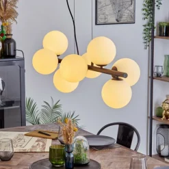 hofstein Koyoto Suspension, Boule lumineuse, Suspension Blanc, 8 lumières