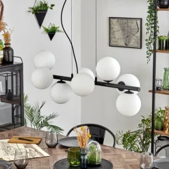 hofstein Koyoto Suspension, Boule lumineuse, Suspension Blanc, 8 lumières