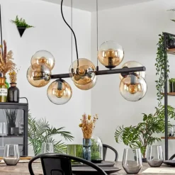 hofstein Koyoto Suspension, Boule lumineuse, Suspension Ambre, Clair, 8 lumières