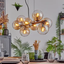 hofstein Koyoto Suspension, Boule lumineuse, Suspension Ambre, Clair, 8 lumières