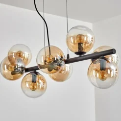 hofstein Koyoto Suspension, Boule lumineuse, Suspension Ambre, Clair, 8 lumières