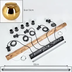 Lampes Dorées-hofstein Koyoto Suspension, Boule lumineuse, Suspension Écru, Noir, 5 lumières