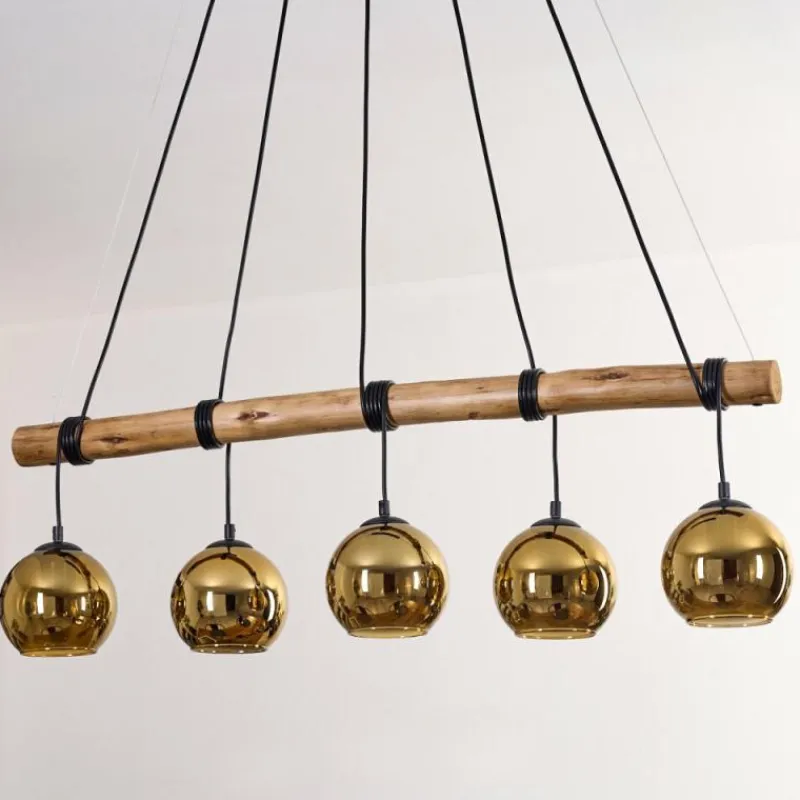 Lampes Dorées-hofstein Koyoto Suspension, Boule lumineuse, Suspension Écru, Noir, 5 lumières