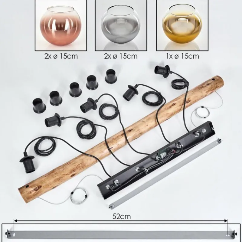 Lampes Dorées-hofstein Koyoto Suspension, Boule lumineuse, Suspension Écru, Noir, 5 lumières