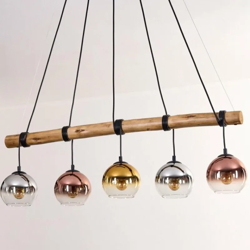 Lampes Dorées-hofstein Koyoto Suspension, Boule lumineuse, Suspension Écru, Noir, 5 lumières