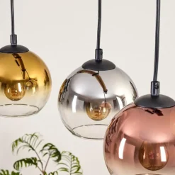 Lampes Dorées-hofstein Koyoto Suspension, Boule lumineuse, Suspension Écru, Noir, 3 lumières