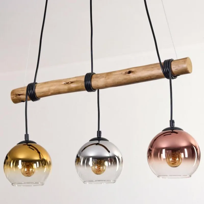 Lampes Dorées-hofstein Koyoto Suspension, Boule lumineuse, Suspension Écru, Noir, 3 lumières