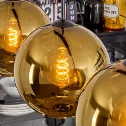 hofstein Koyoto Suspension, Boule lumineuse, Suspension Or, 4 lumières