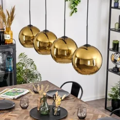 hofstein Koyoto Suspension, Boule lumineuse, Suspension Or, 4 lumières