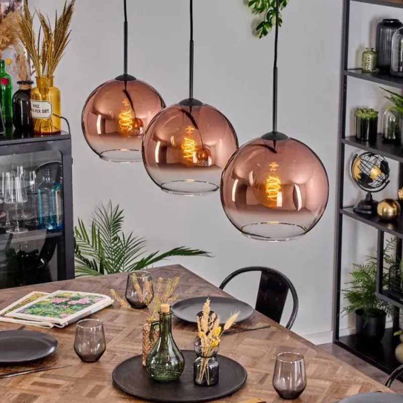 hofstein Koyoto Suspension, Boule lumineuse, Suspension Noir, 3 lumières