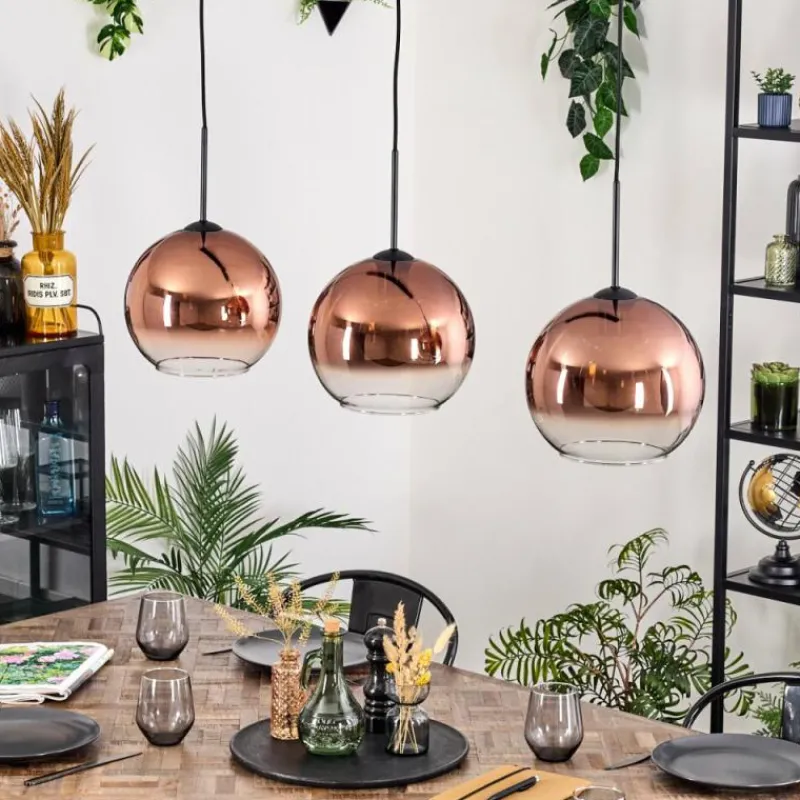 hofstein Koyoto Suspension, Boule lumineuse, Suspension Noir, 3 lumières