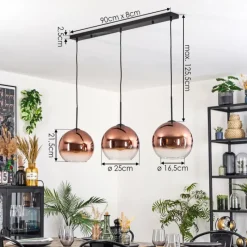 hofstein Koyoto Suspension, Boule lumineuse, Suspension Noir, 3 lumières