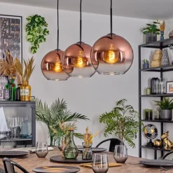 hofstein Koyoto Suspension, Boule lumineuse, Suspension Noir, 3 lumières