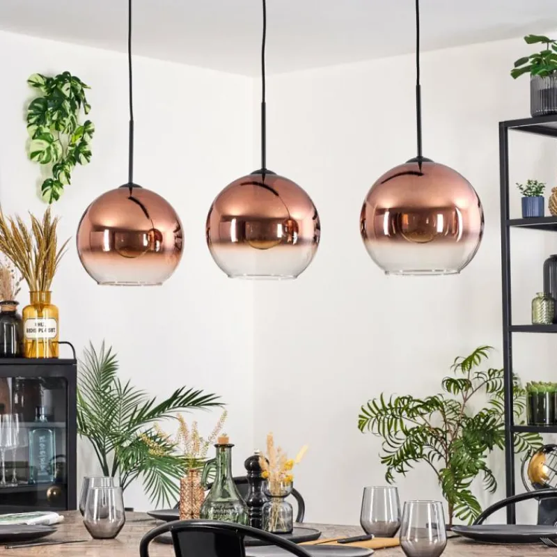 hofstein Koyoto Suspension, Boule lumineuse, Suspension Noir, 3 lumières