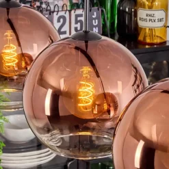 hofstein Koyoto Suspension, Boule lumineuse, Suspension Clair, Cuivré, 4 lumières