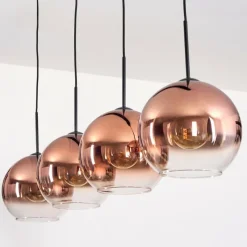 hofstein Koyoto Suspension, Boule lumineuse, Suspension Clair, Cuivré, 4 lumières