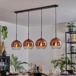 hofstein Koyoto Suspension, Boule lumineuse, Suspension Clair, Cuivré, 4 lumières