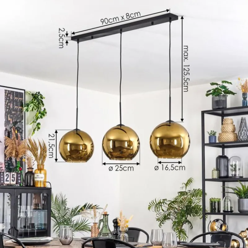 hofstein Koyoto Suspension, Boule lumineuse, Suspension Noir, 3 lumières