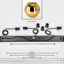 hofstein Koyoto Suspension, Boule lumineuse, Suspension Noir, 3 lumières