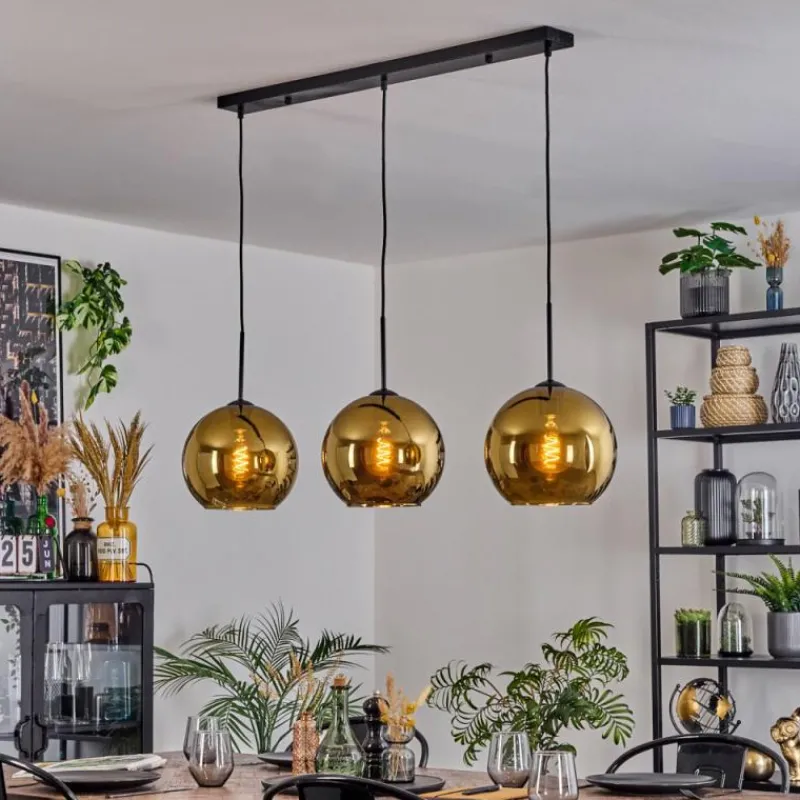 hofstein Koyoto Suspension, Boule lumineuse, Suspension Noir, 3 lumières