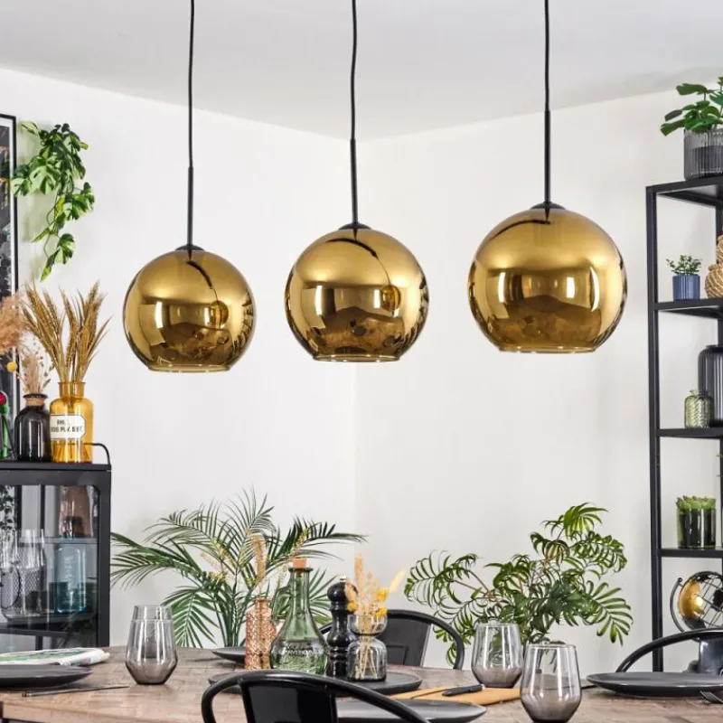 hofstein Koyoto Suspension, Boule lumineuse, Suspension Noir, 3 lumières