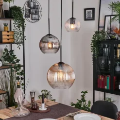 hofstein Koyoto Suspension, Boule lumineuse, Suspension Noir, 3 lumières