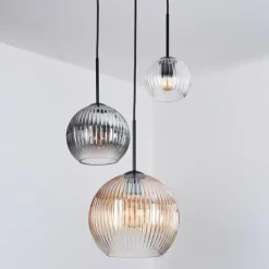 hofstein Koyoto Suspension, Boule lumineuse, Suspension Noir, 3 lumières