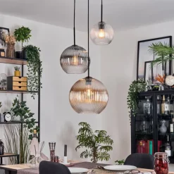 hofstein Koyoto Suspension, Boule lumineuse, Suspension 30 cm Noir, 3 lumières