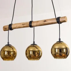 Lampes Dorées-hofstein Koyoto Suspension, Boule lumineuse, Suspension Écru, Noir, 3 lumières