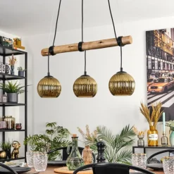 Lampes Dorées-hofstein Koyoto Suspension, Boule lumineuse, Suspension Écru, Noir, 3 lumières