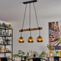 Lampes Dorées-hofstein Koyoto Suspension, Boule lumineuse, Suspension Écru, Noir, 3 lumières