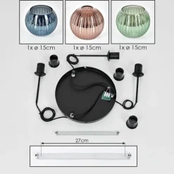 hofstein Koyoto Suspension, Boule lumineuse, Suspension Noir, 3 lumières