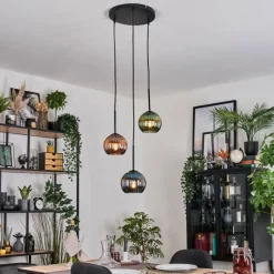 hofstein Koyoto Suspension, Boule lumineuse, Suspension Noir, 3 lumières