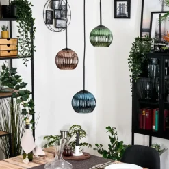 hofstein Koyoto Suspension, Boule lumineuse, Suspension Noir, 3 lumières