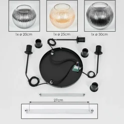 hofstein Koyoto Suspension, Boule lumineuse, Suspension, Suspension grappe Ambre, Clair, Fumé, 3 lumières