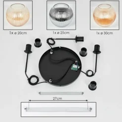 hofstein Koyoto Suspension, Boule lumineuse, Suspension, Suspension grappe Noir, 3 lumières