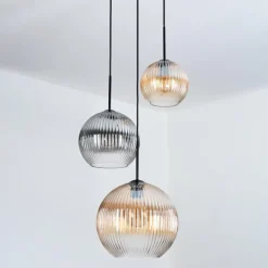 hofstein Koyoto Suspension, Boule lumineuse, Suspension, Suspension grappe Noir, 3 lumières