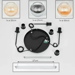 Lampes Dorées-hofstein Koyoto Suspension, Boule lumineuse, Suspension, Suspension grappe Noir, 3 lumières