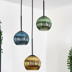 Lampes Dorées-hofstein Koyoto Suspension, Boule lumineuse, Suspension, Suspension grappe Noir, 3 lumières