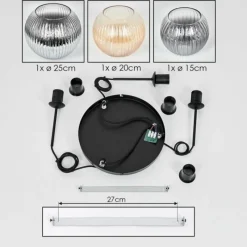 hofstein Koyoto Suspension, Boule lumineuse, Suspension Ambre, Clair, Fumé, 3 lumières